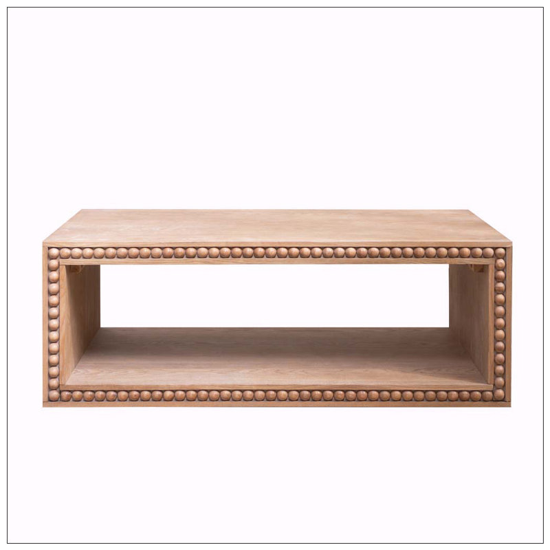Table basse 47,6 "rectangulaire avec tablette de rangement ouverte, Antique Natural