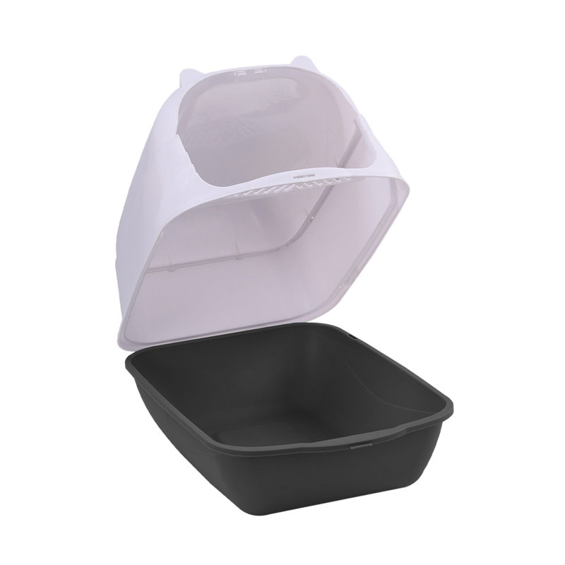 Polyethylene Plastic Litter Box with Scoop, Black