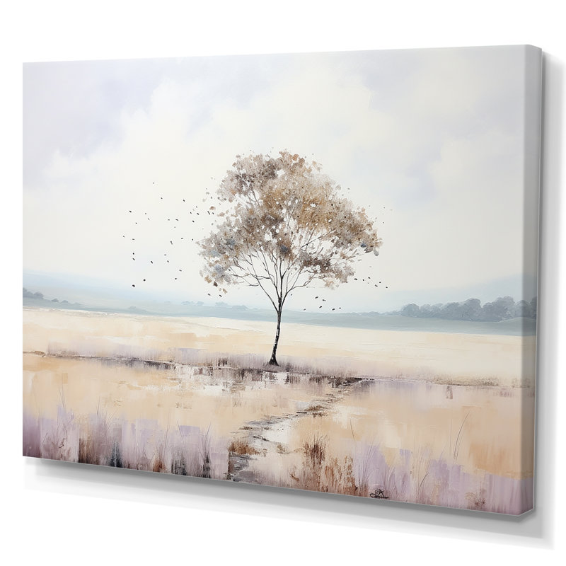 Paysage de campagne minimaliste - impressions d'art mural campagne, H 12 po x l 20 po x P 1 po, Toile tendue
