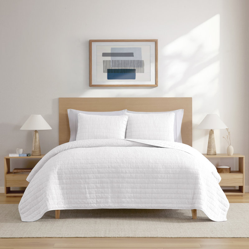 Swift Home Crinkle Washed 3-Piece Microfiber Quilt Set -  Ultra-Soft, Versatile, Classic, Timeless - All-Seasonal, Durable, Easy Care