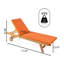 Chaise longue d'extérieur en bois d'acacia avec coussin orange et roulettes Mall Mall Contemporary-335429779