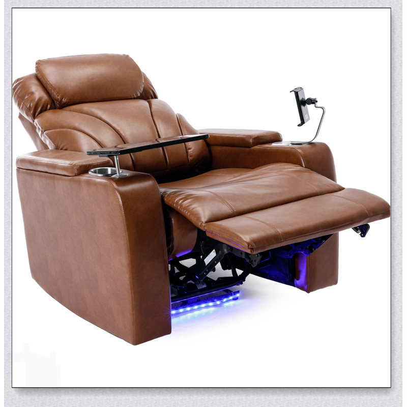 Power Motion Recliner With USB Charging, Arm Storage, And Home Theater Features For Ultimate Comfort, Light Brown