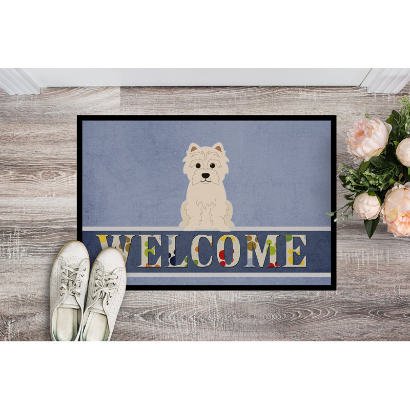 Westie welcome 27 po x 18 po tapis de porte extérieur antidérapant