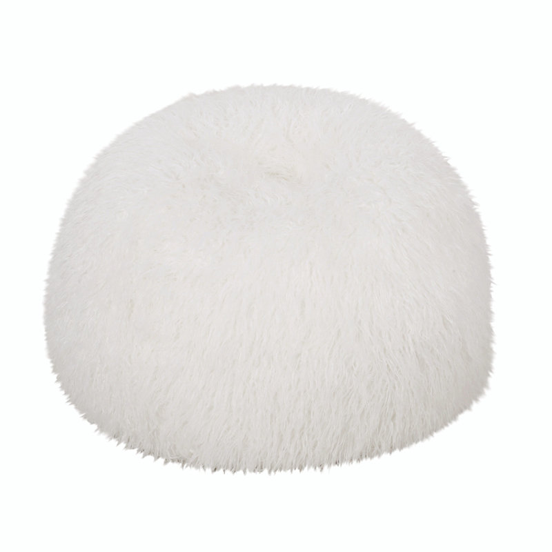Faux Fur, White Faux Fur, 25" H x 34" W x 34" D