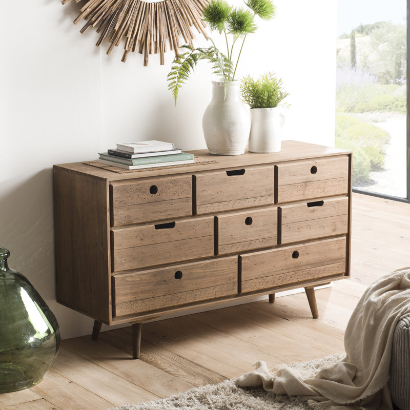Carrizales Solid Wood 120 cm W Chest of 8 Drawers
