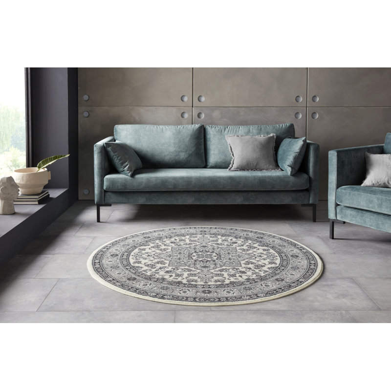 Parun Tabriz carpet in gray, Round 160cm