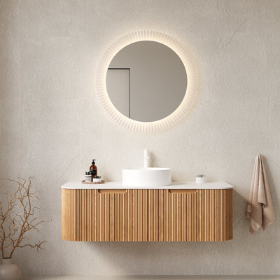 Meuble-lavabo mural 48 po avec lavabo et armoire de rangement en céramique