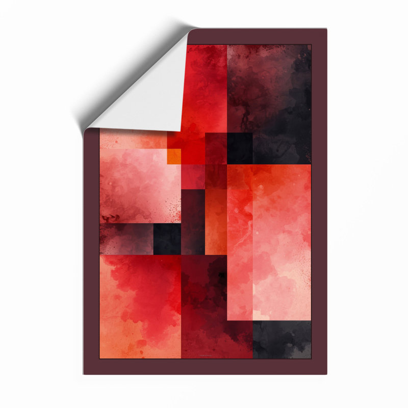 Red Geometry Abstract - Print, Unframed, A2 - 59.4 x 42.0 cm