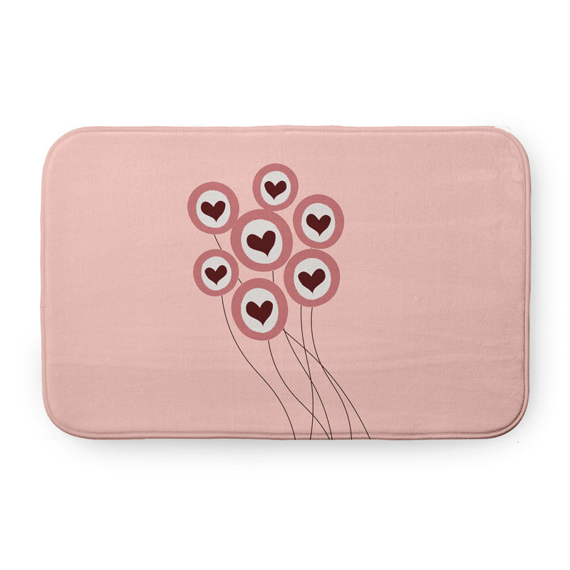 Tapis de bain Saint-Valentin, L 21 po x L 34 po, Rose