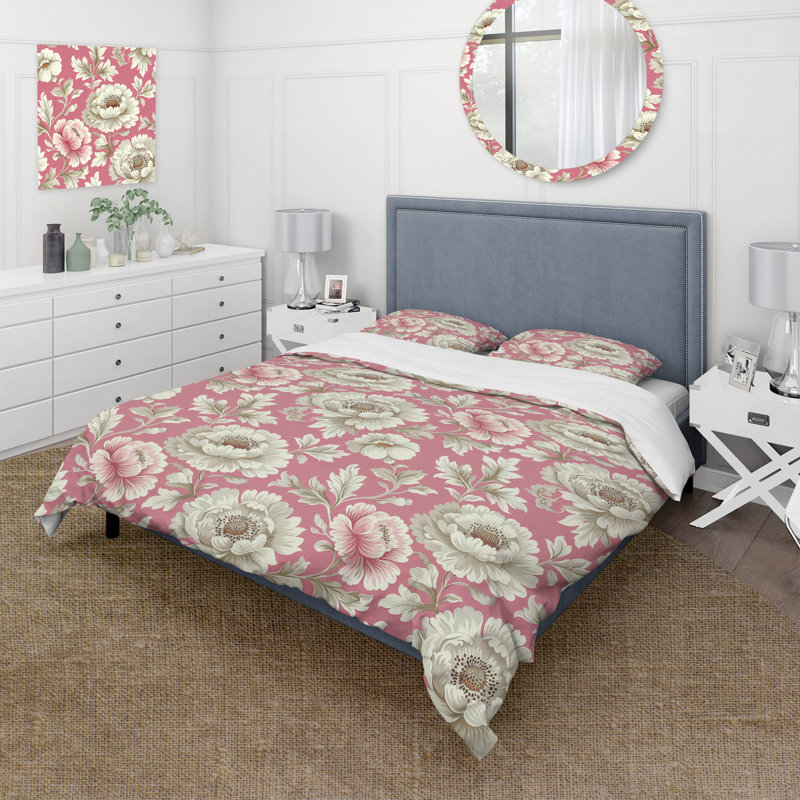 Pink Flower Dreams - Ensemble de housse de couette traditionnel, Housse de couette très grand + 2 très grandes ta