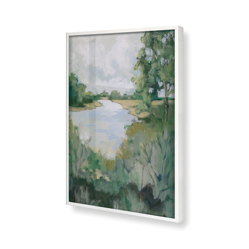 Peaceful Riverside View I Print, H 15 po x l 12 po, Cadre blanc