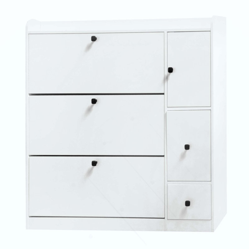 Versatile Tipping Bucket Shoe Cabinet With 3 Flip Drawers, Maximum Storage Entryway Organizer With Drawer, Free Standing Shoe Rack With Pull-Down Seat For Hallway