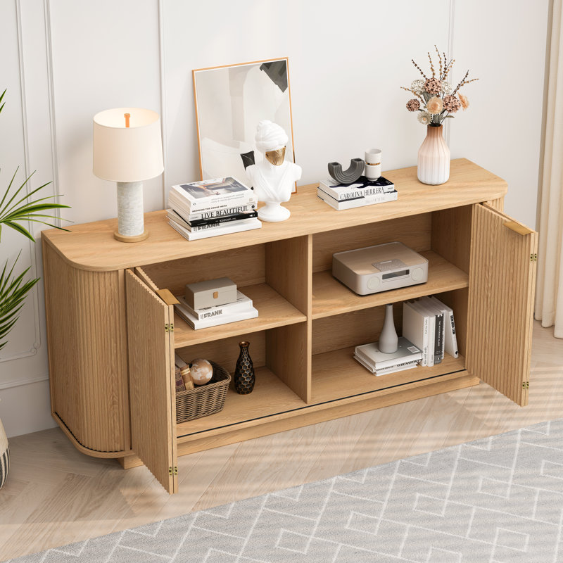 Buffet 63 po à double porte avec tablettes réglables, Naturel