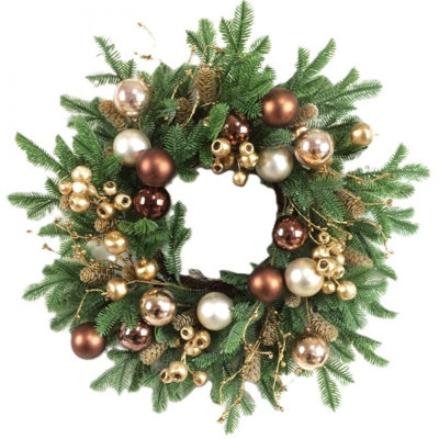Pine Boughs And Berries With Ball Ornaments Wreath