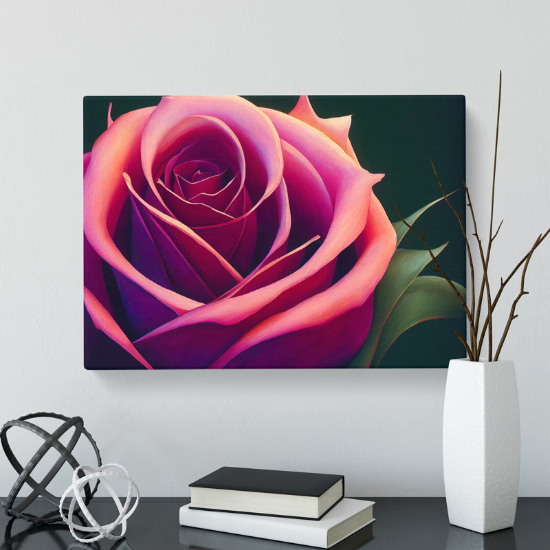 Spirited Rose Flower - Wrapped Canvas, 35cm H x 50cm W x 3cm D