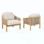 Fauteuil club d'extérieur en bois avec coussin, ensemble de 2-826611056-826611063