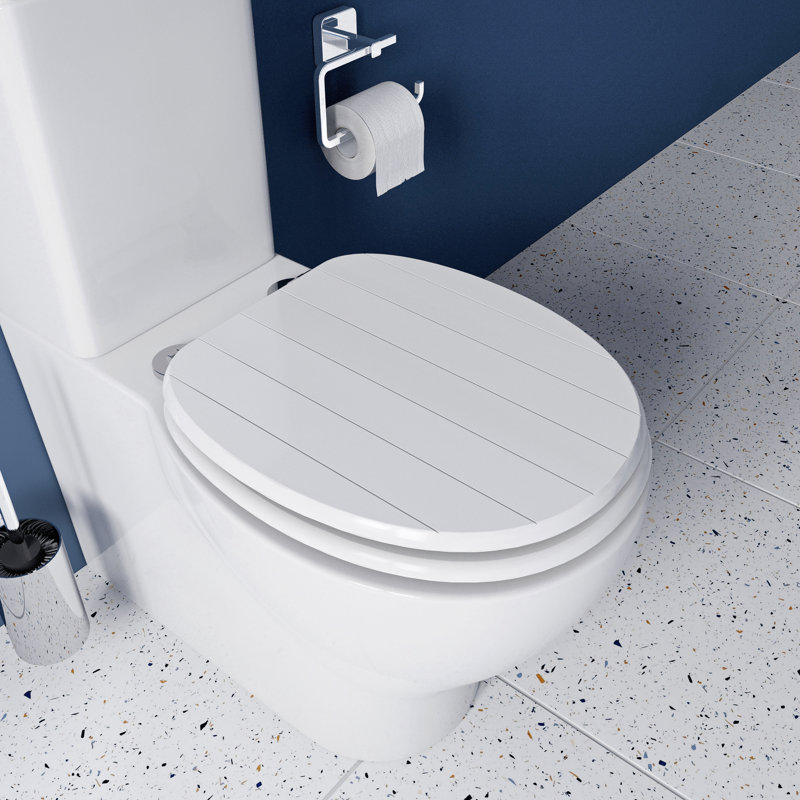 Tongue & Groove Wooden Toilet Seat, Flexi-Fix Hinges (Hayward)