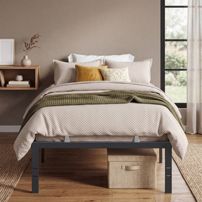 16" Heavy-Duty Metal Platform Bed Frame, 1100 Lbs Capacity, No Box Spring, Under-Bed Storage