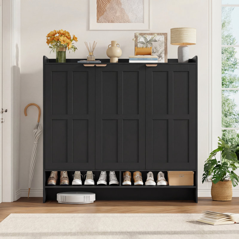 Armoire à chaussures 48 po à 7 niveaux, Noir