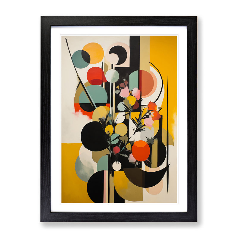 Bauhaus Flowers Vol.5 - Single Picture Frame Print, Black, 64cm H x 46cm W