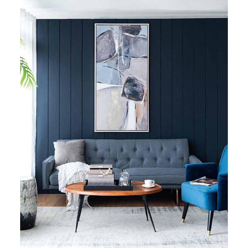 Ice Island Beige and Gray Abstract Canvas Painting