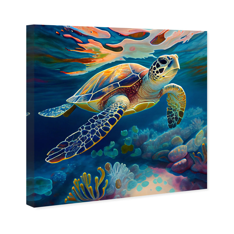 «Sea Turtle I», impression sur toile tendue, L 12 po x H 12 po x P 0,8 po