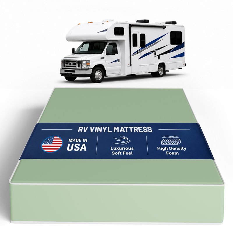 10-Inch High-Density Foam Vinyl RV Mattress Replacement, Medium Firm, Camper Vans, Queen, 10", Queen