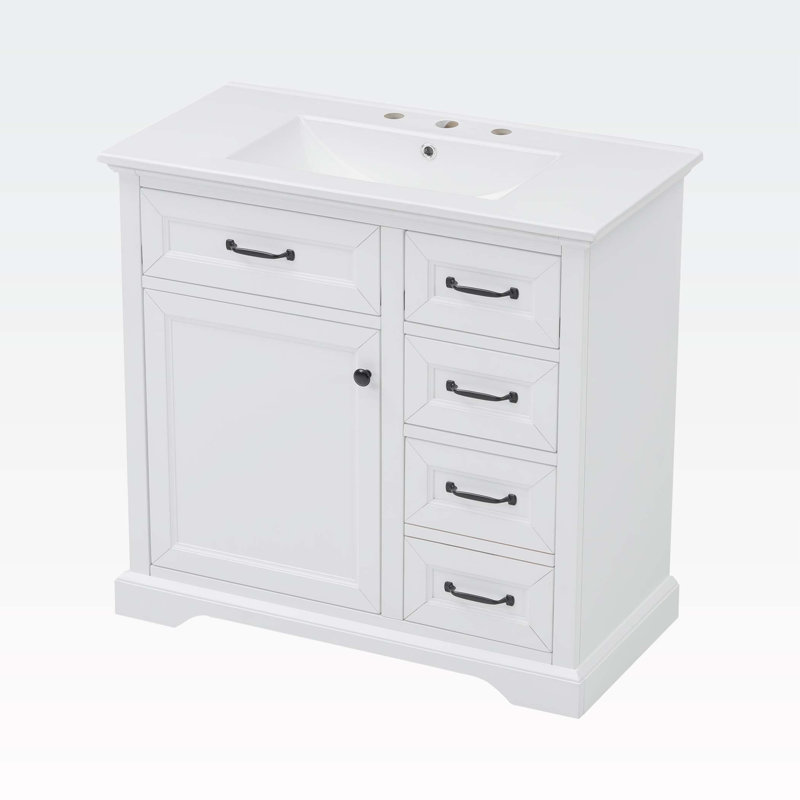 36" Bathroom Vanity with Sink, White