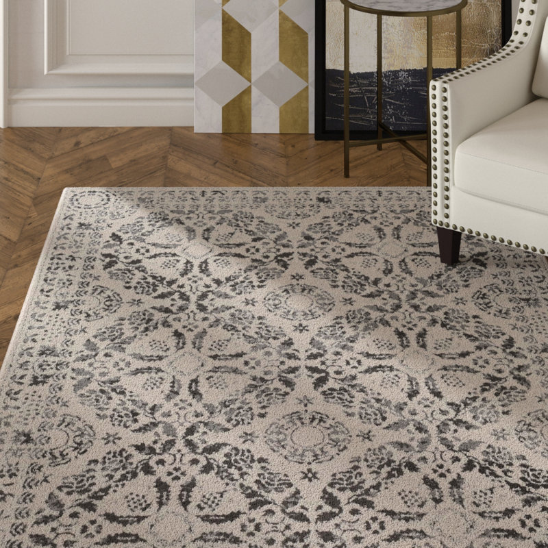 Tapis beige tissé à la machine Angeliq, Rectangle 5 pi 3 po x 7 pi 3 po