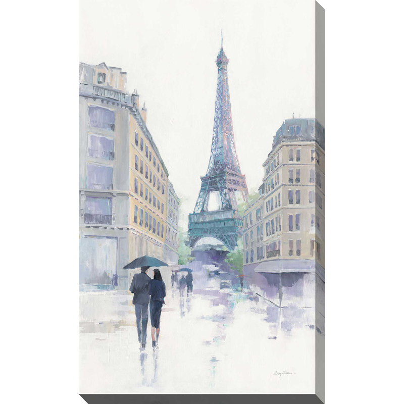 «Walking in the Rain» par Avery Tillmon - Peinture, Toile tendue, H 30 po x l 18 po x P 1 po