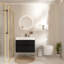 Meuble-lavabo mural noir de 36 pouces avec tiroirs à fermeture en douceur, lavabo intégré en acrylique, pré-assemblé, conception flottante moderne, poignées bicolores, style cloisons de rangement, organisateur en bois massif