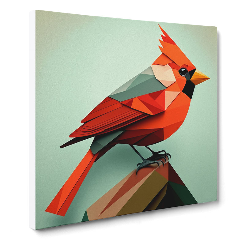 Cardinal Bird Bauhaus - Print, 50cm H x 50cm W x 3cm D