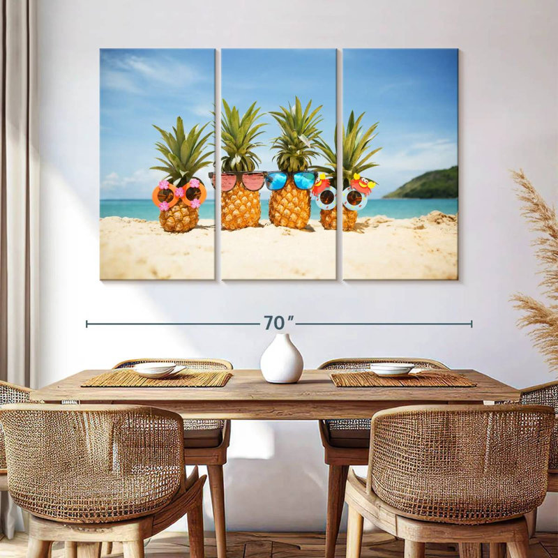 Yarlin Summer Beach Pineapples, 42" H x 65" W