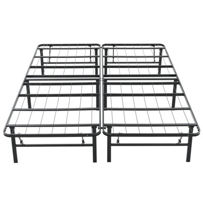  Folding Metal Bed Frame, 14 Inch Platform Mattress Foundation, 