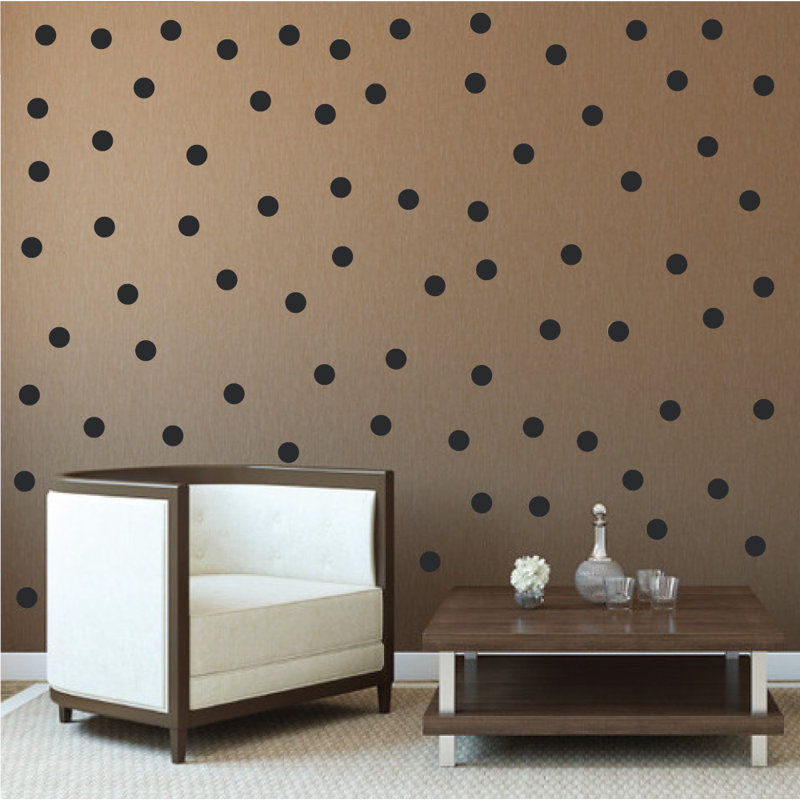 Adhésif décoratif à pois, H 48 po x l 78 po x P 0,01 po, Noir