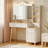 42" White Vanity – Pop-Up Mirror Reveals Hidden Drawer, 3-Color LED Rim, 2 USB Ports, Side Wings for Profile Perfection, Matching Chest
