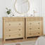 Commode 3/5 tiroirs avec design cannelé, commode en bois et table de chevet en chêne naturel