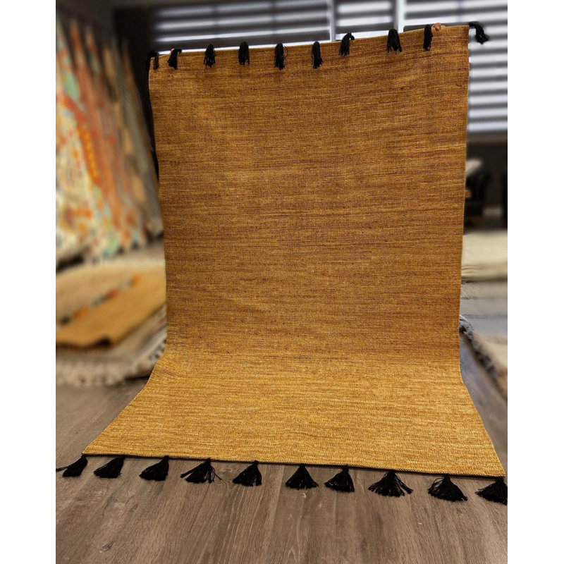 Tapis marocain bohème et moderne à franges marocaines, Rectangle 4 pi 11,06 po x 7 pi 6,55 po