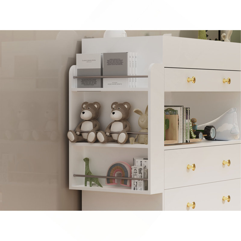 Commode à langer avec plateau large, 3 tiroirs, commode blanche