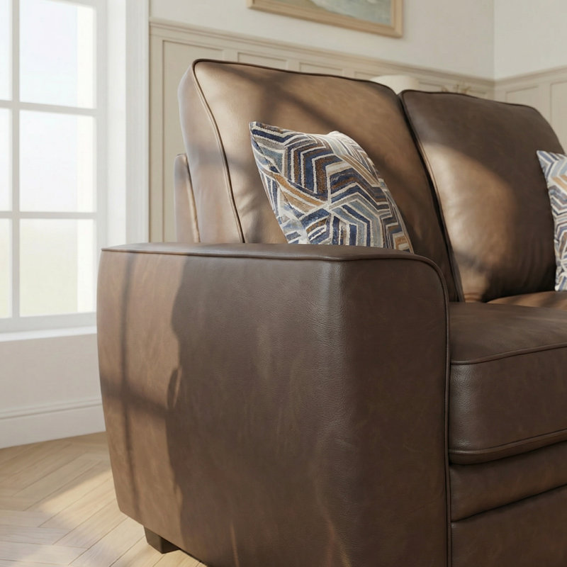 Causeuse moderne en tissu 58,3 po avec coussin, Brun