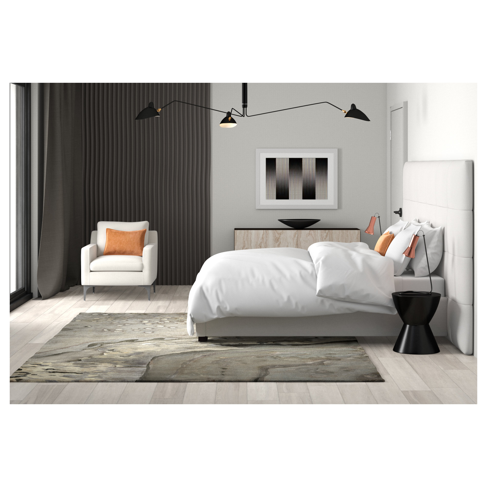Frazier Modern & Contemporary 100% Linen Duvet Cover, Full/Queen Duvet Cover + 2 Standard Shams, Eggshell White