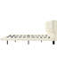 Cadre de lit blanc grand avec lumières DEL, lit flottant rembourré, conception à boutons. Couvre les pieds, commande à distance pour une chambre à coucher tranquille, structure stable et plateforme en cuir PU à utilisation silencieuse-1144481280