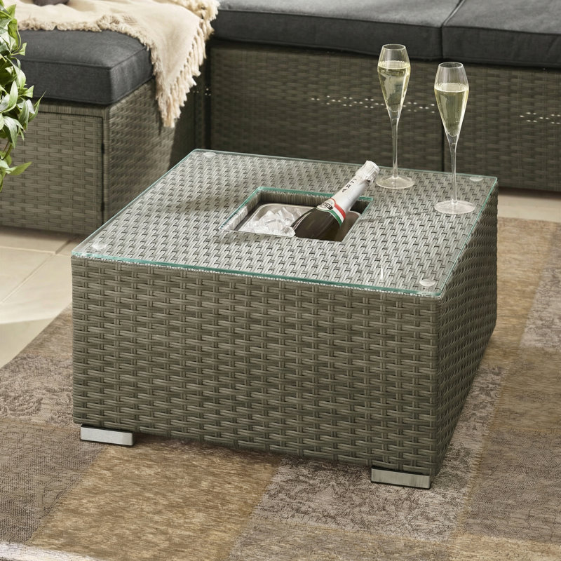 Miacomet PE Rattan Garden Coffee Table & Ice Bucket - Modern Gardens and Patios, Grey