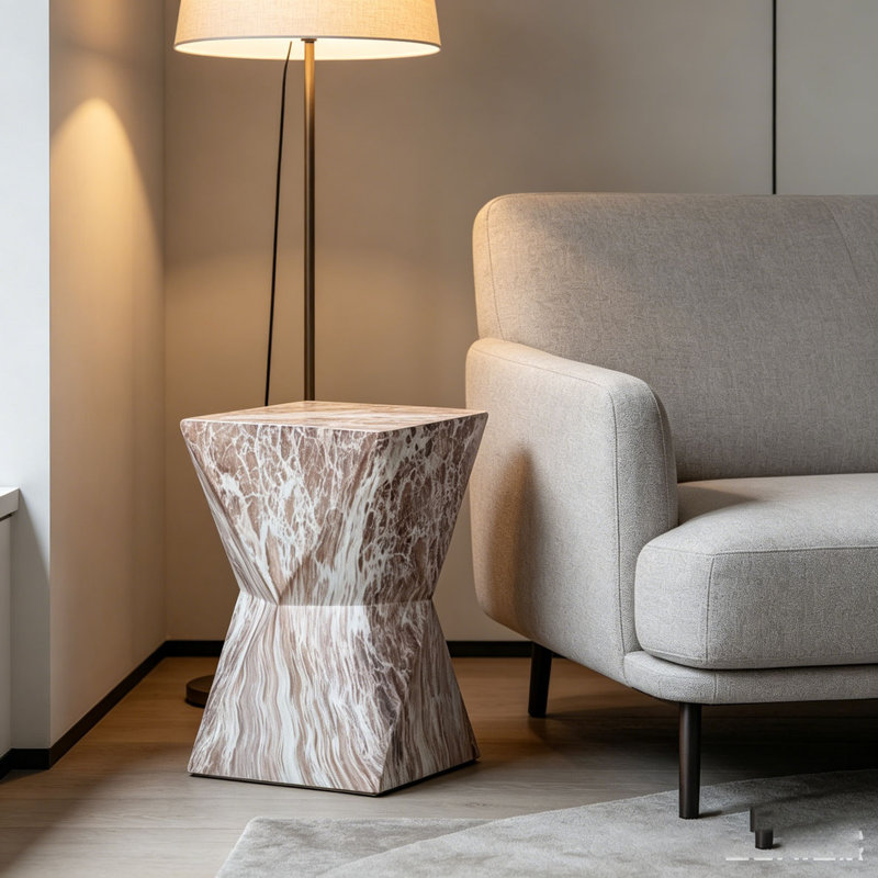 Tables de bout d'extérieur en ciment, H 18,3 po x l 12,4 po x P 12,4 po