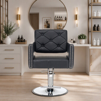 Fauteuil de coiffeur confortable pour coiffeur avec pivotement à 360 °, hauteur réglable et pompe hydraulique robuste, peut supporter 350 lb