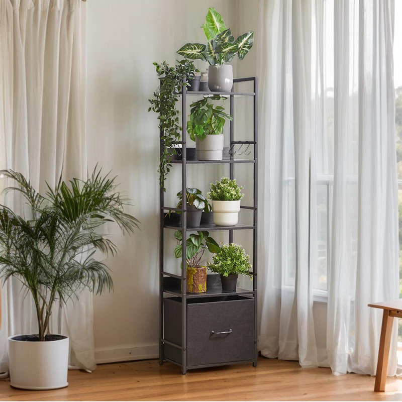 136cm H x 39cm W Metal Bookcase, Black