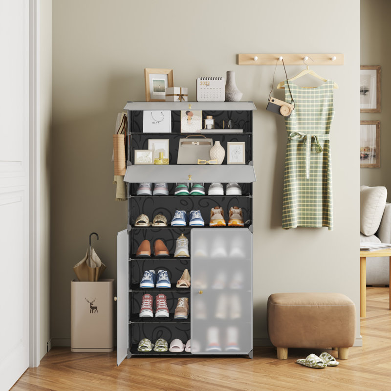 24 Pair Shoe Storage Cabinet, Black