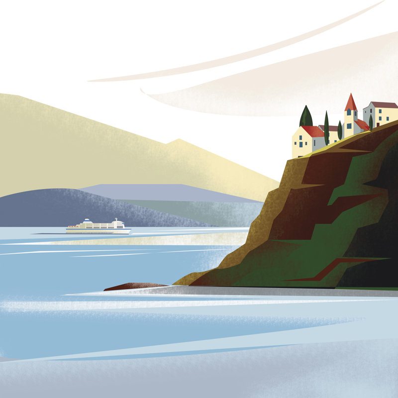 Illustrated Italian Landscape IX by Arctic Frame - Wrapped Canvas Print, 30cm H x 30cm W x 3.8cm D