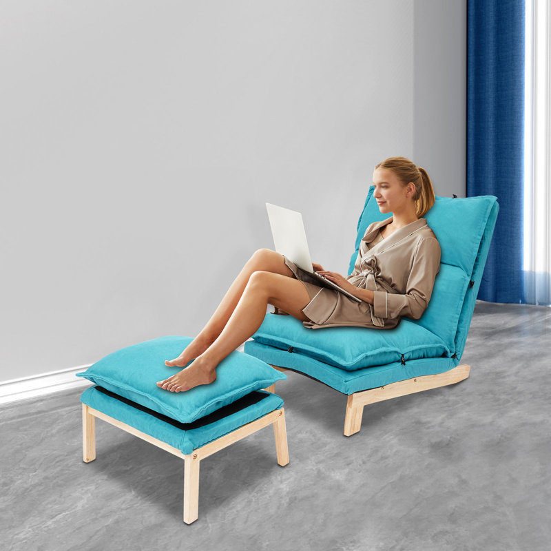 Single Lazy Sofa With Stool, Aqua