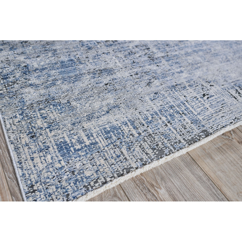 Intrigue Abstract Area Rug in Blue, Rectangle 8' x 10'